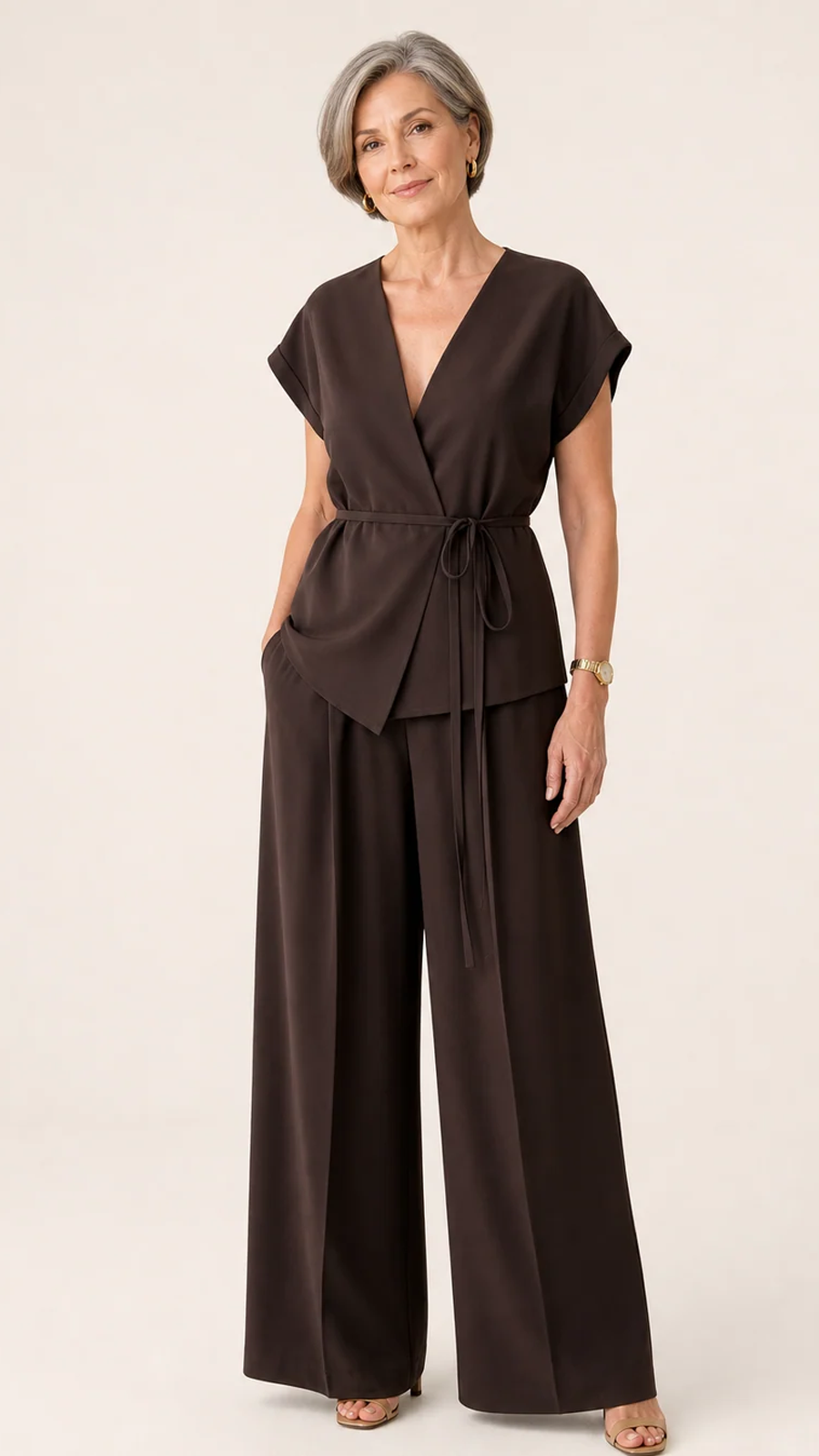 Elena Blouse and Wide-Leg Pants Set