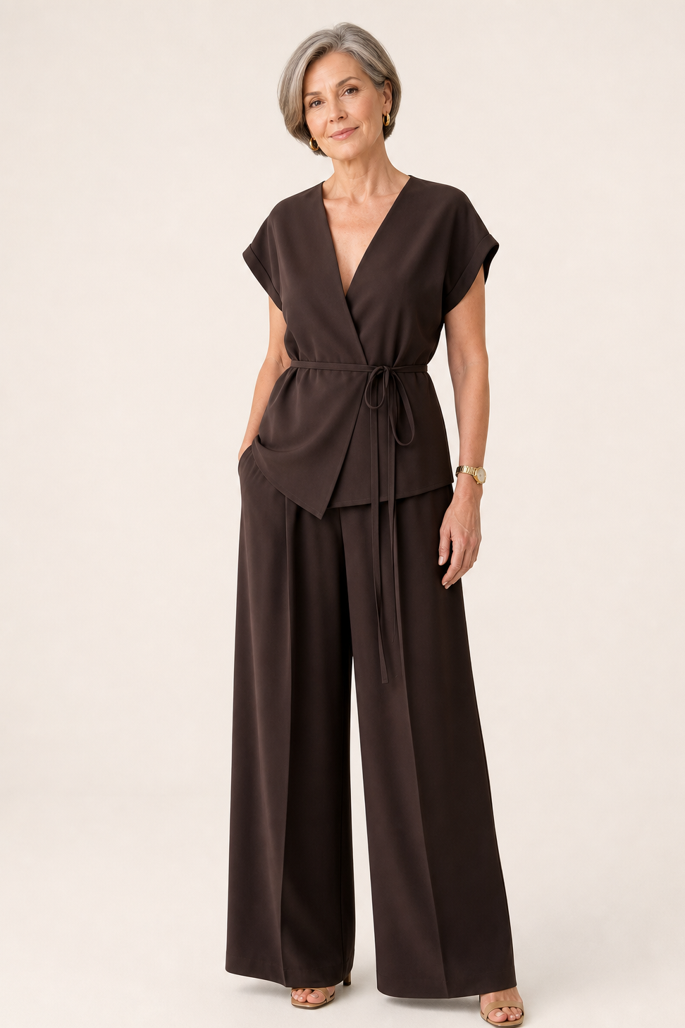Elena Blouse and Wide-Leg Pants Set
