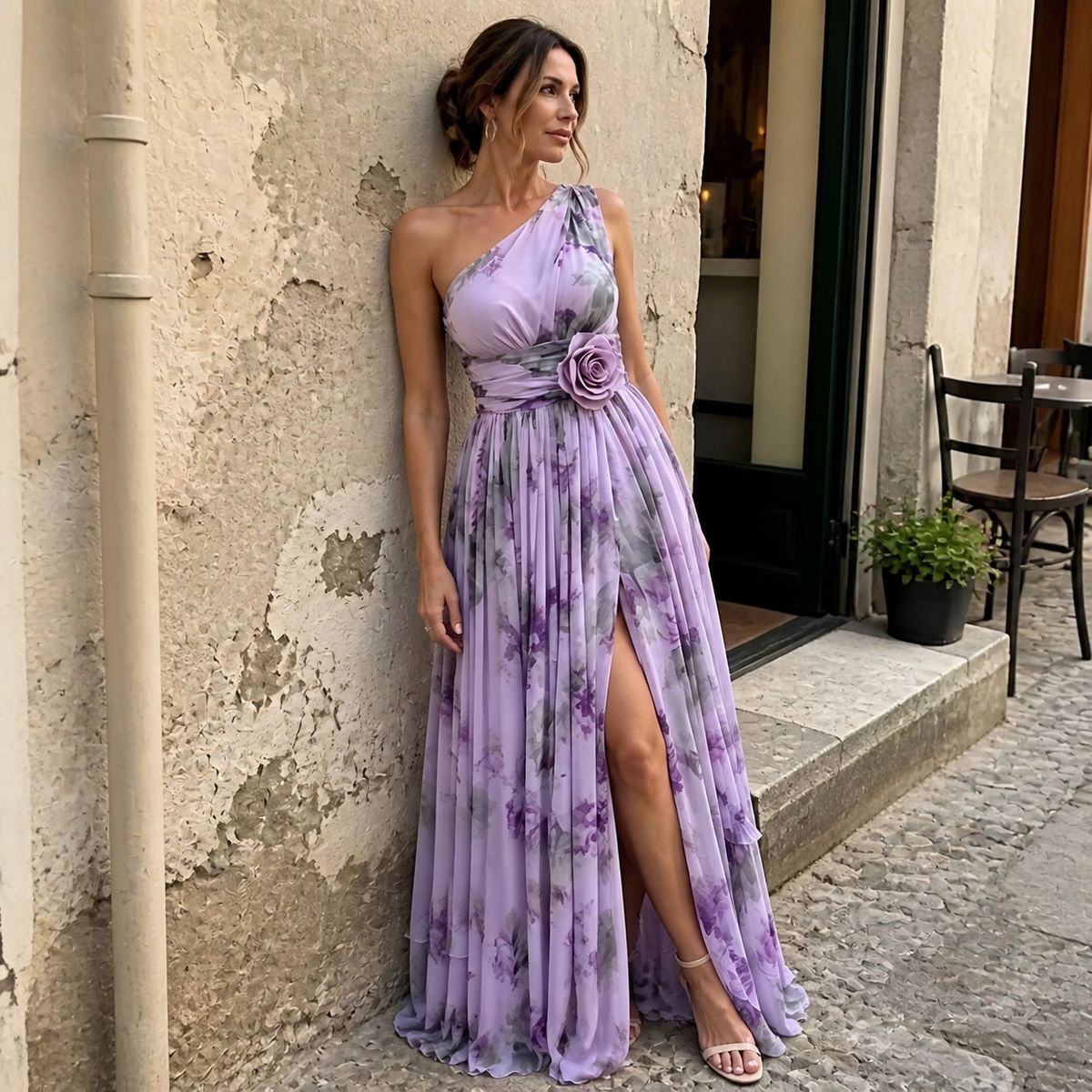 Floral Rosette Maxi Dress