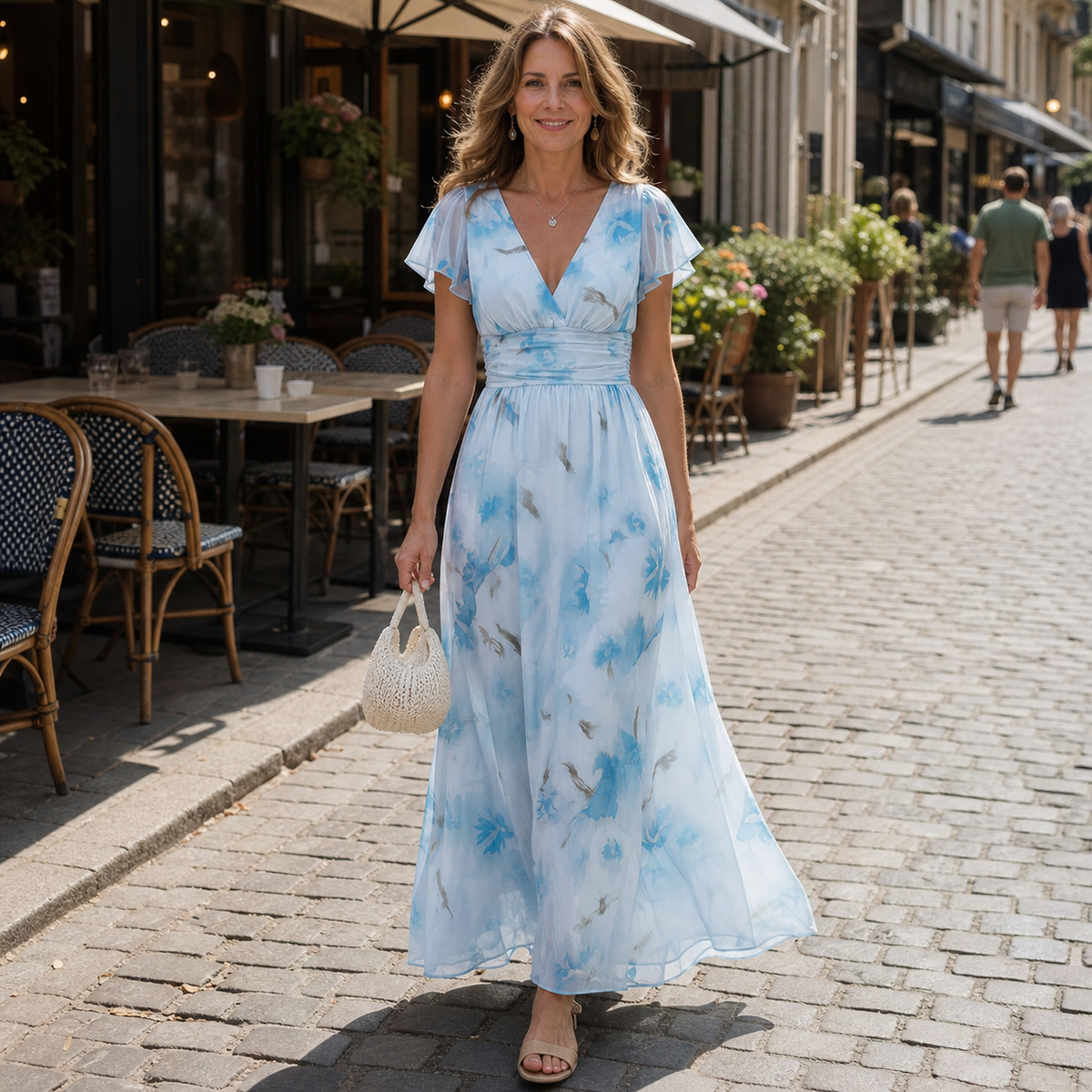 Flutter Sleeve Maxi Dress