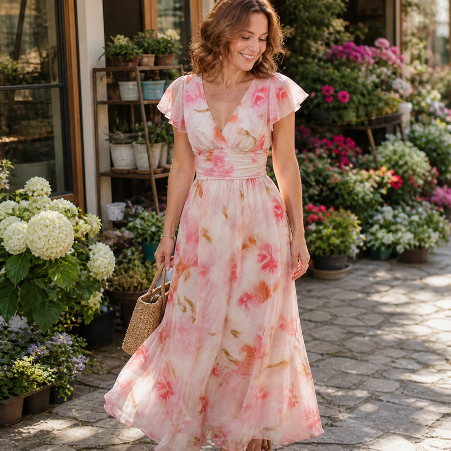 Flutter Sleeve Maxi Dress