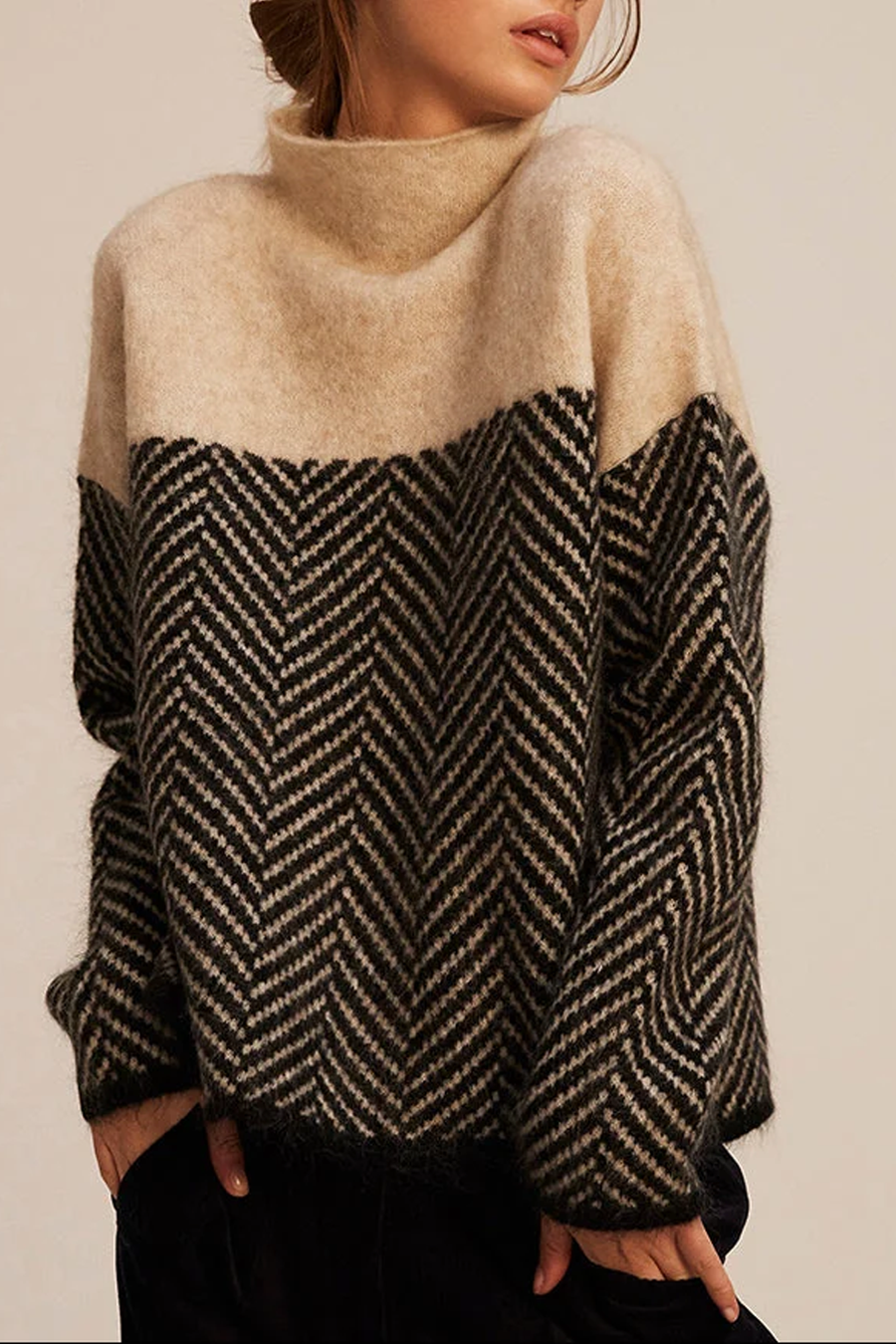 Gabrielle Turtleneck Brushed Oversized Pullover