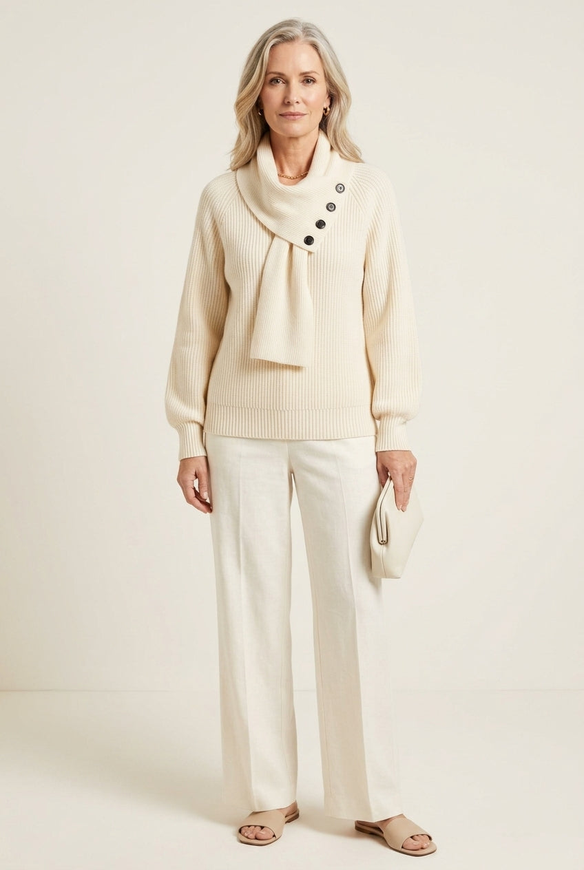 Alysa Cozy Scarf-Neck Sweater