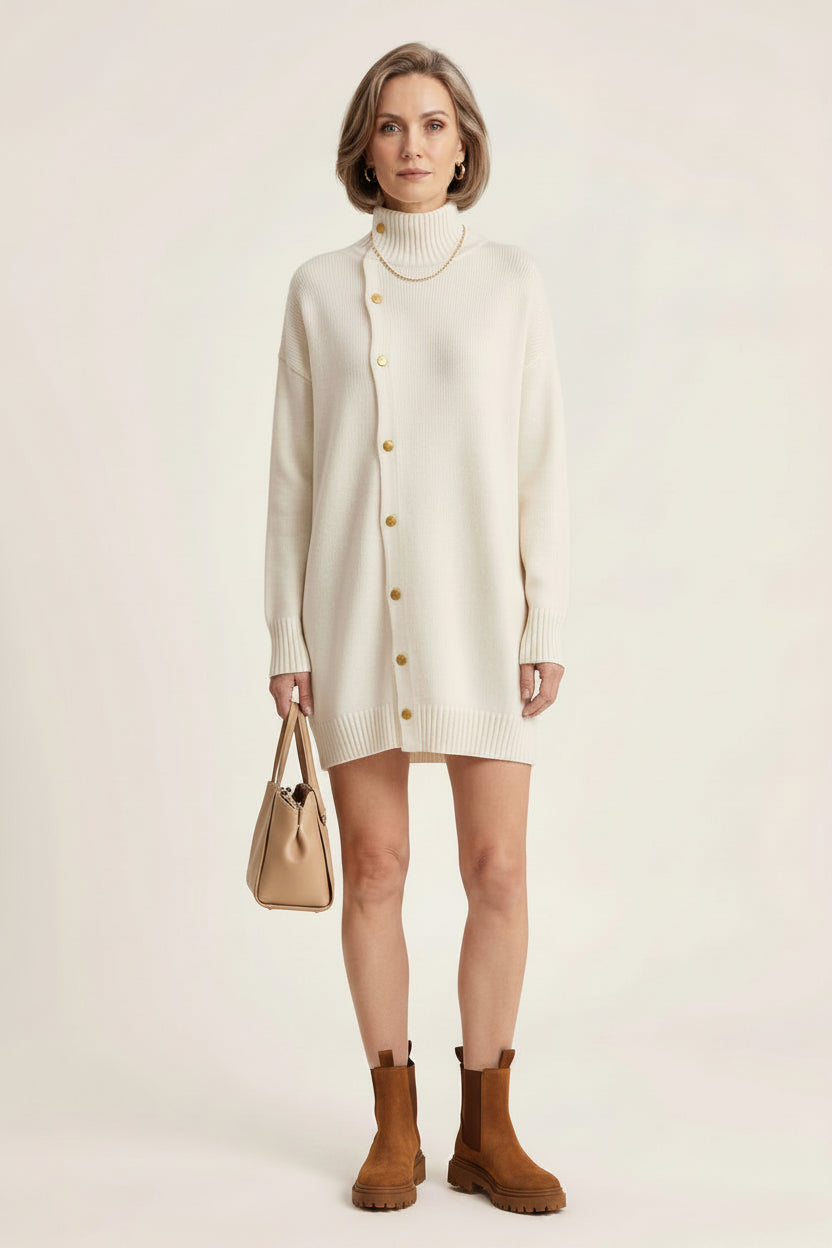 High Neck Sweater Cardigan
