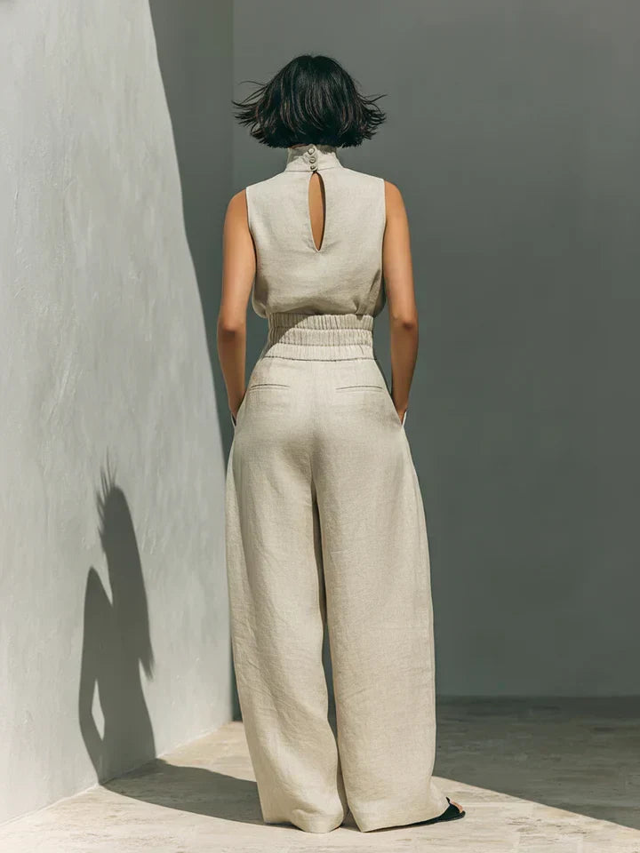 Sleeveless Wide-Leg Trousers Set