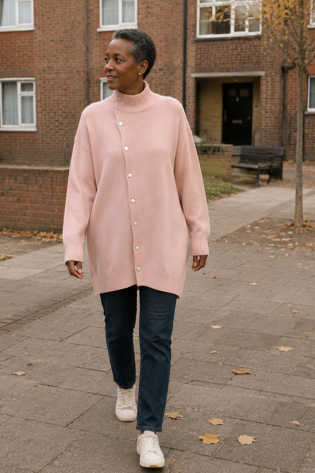 High Neck Sweater Cardigan