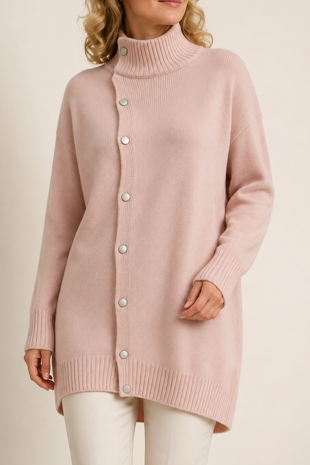 High Neck Sweater Cardigan