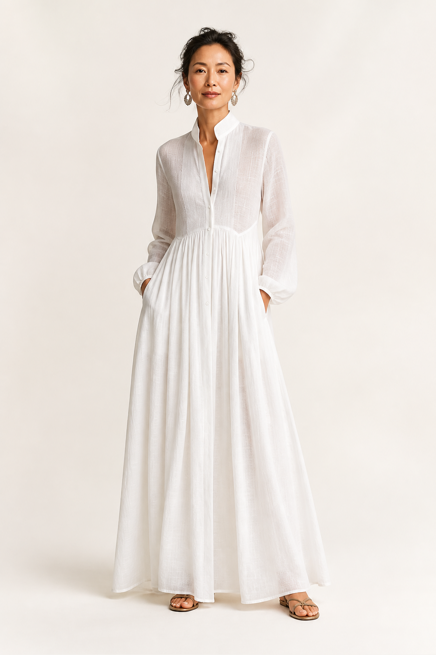 High-collar Maxi Dress