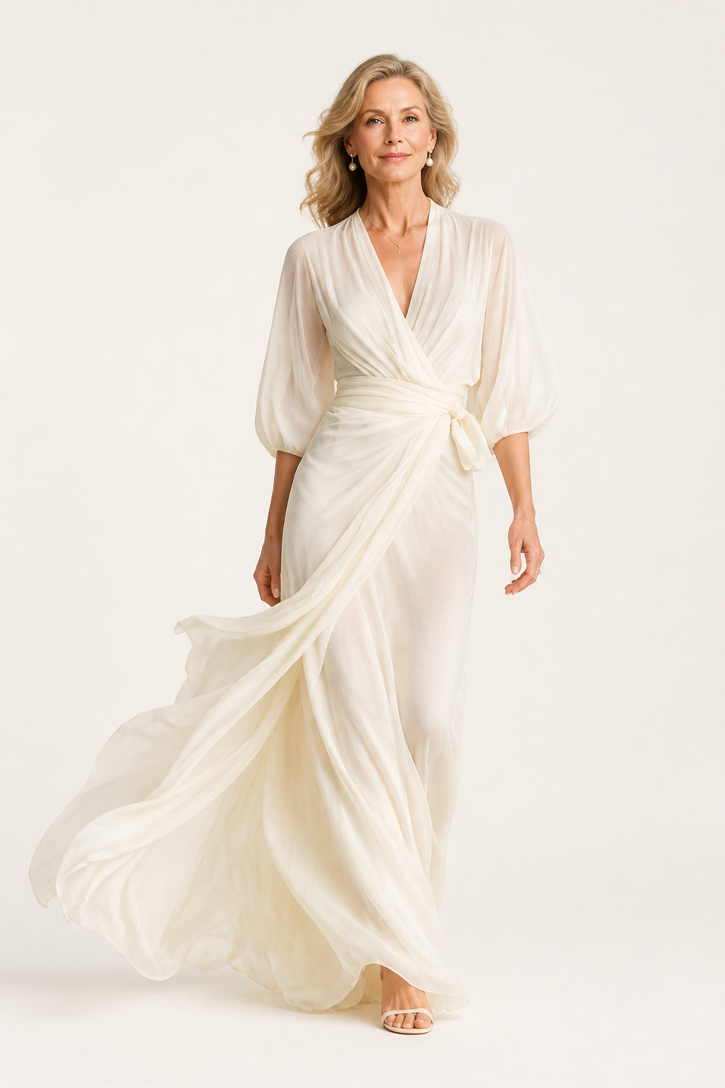 Ivory Sheer Maxi Dress