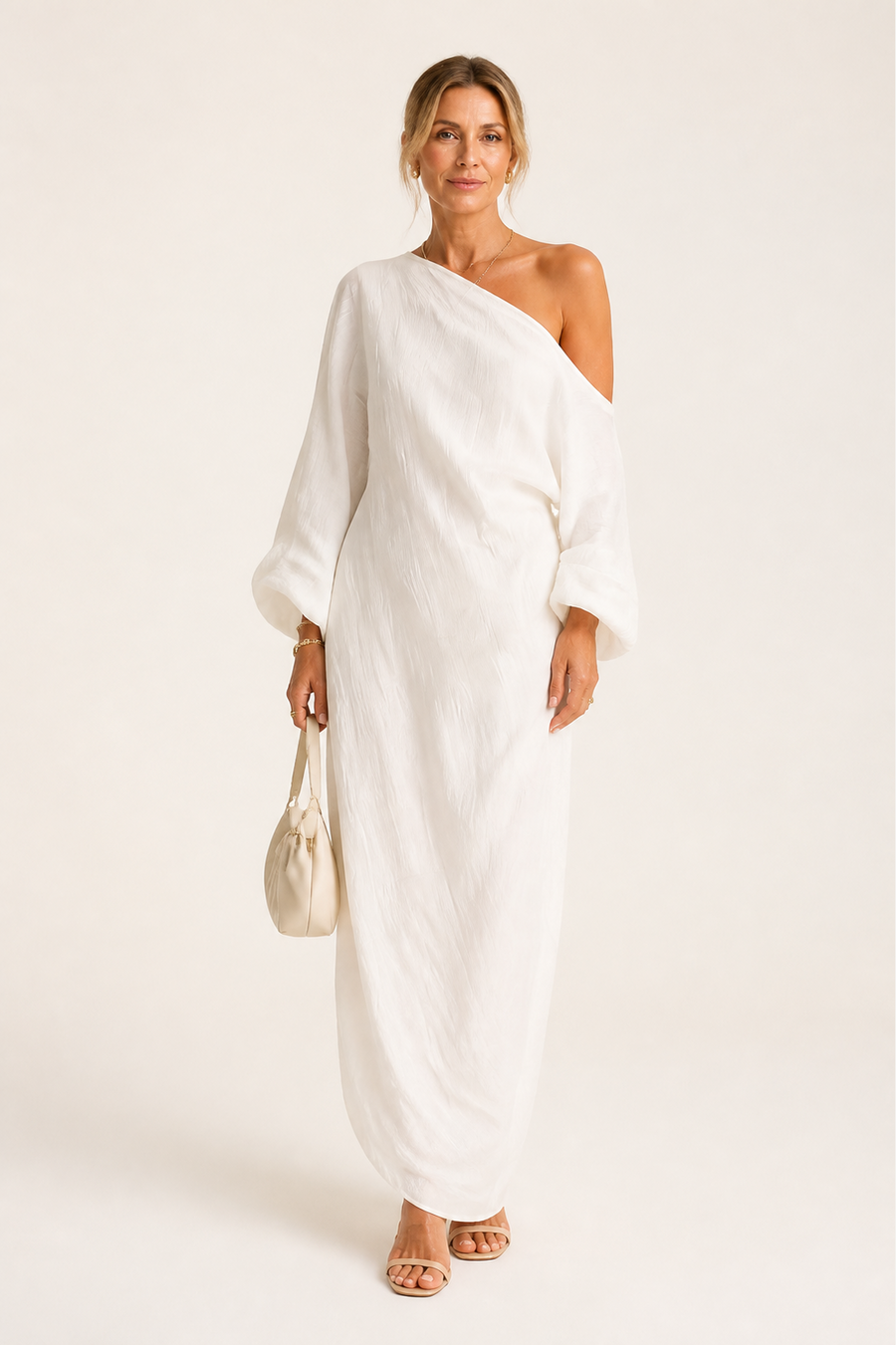 White One-Shoulder Maxi Dress