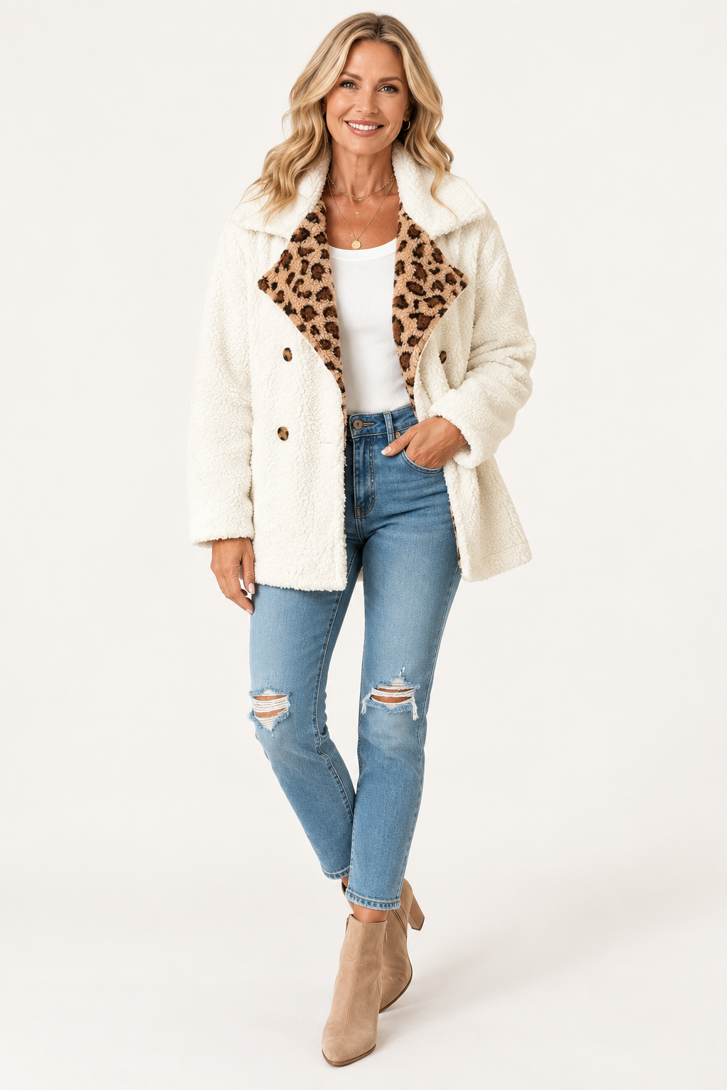 Lori Cozy Leopard Teddy Coat
