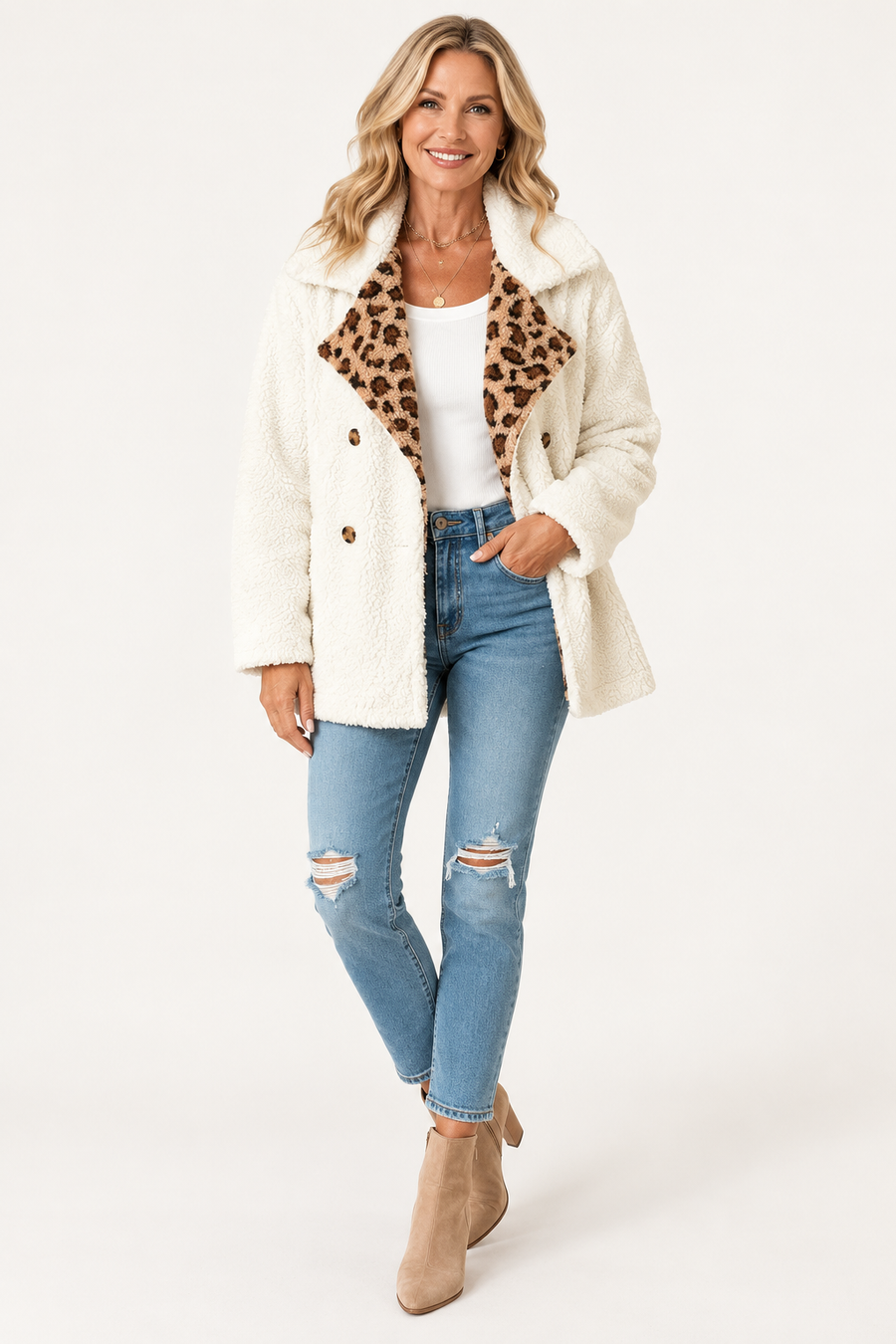 Lori Cozy Leopard Teddy Coat