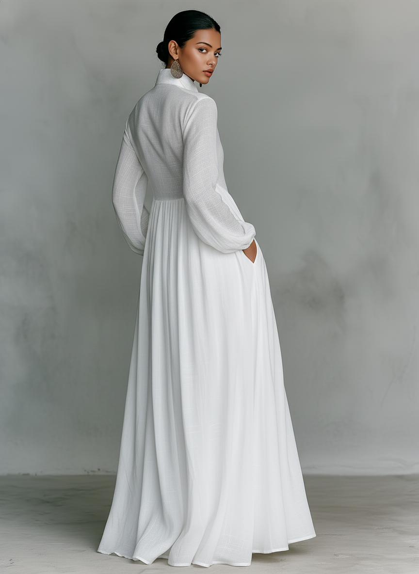 High-collar Maxi Dress