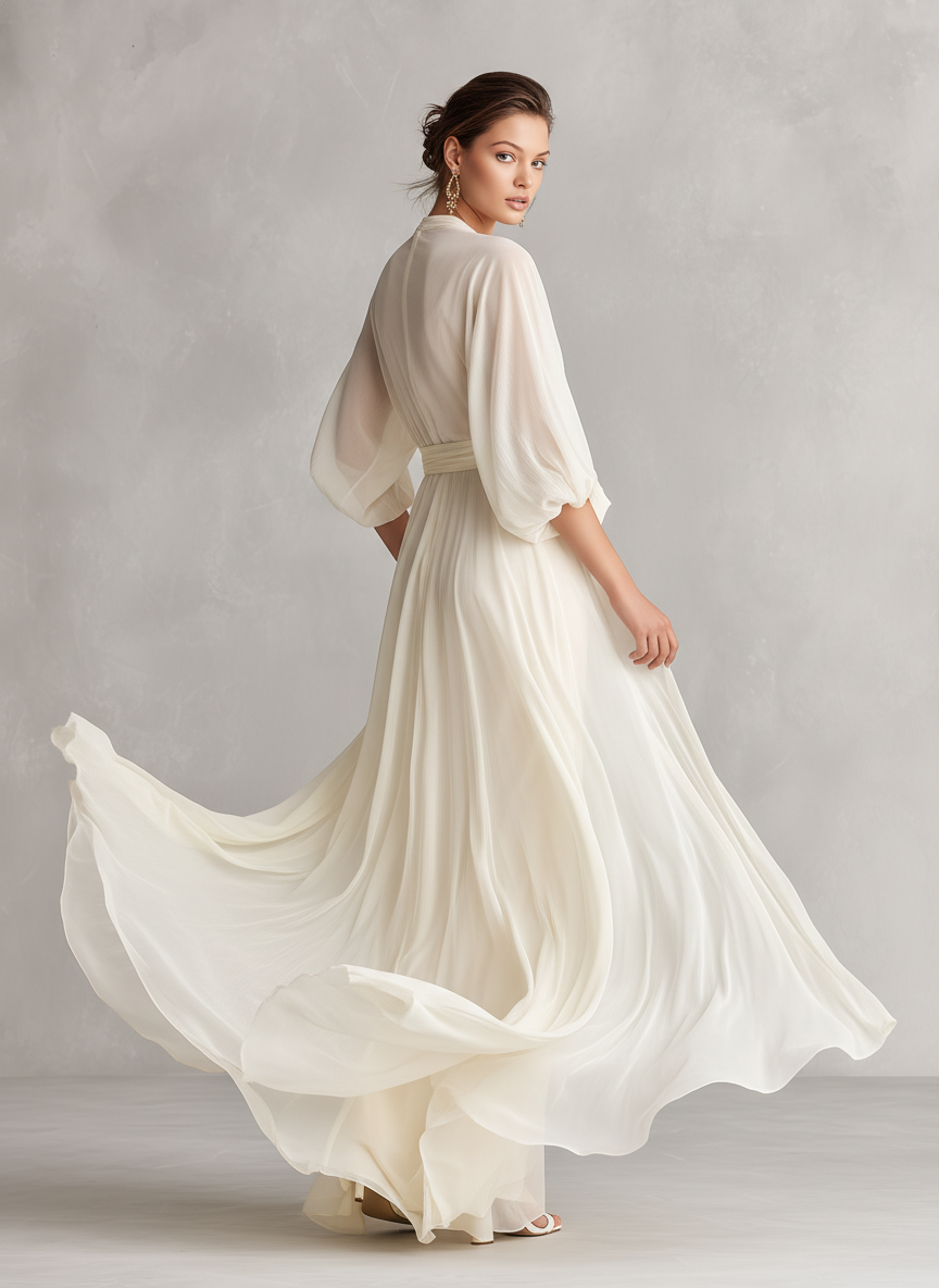 Ivory Sheer Maxi Dress