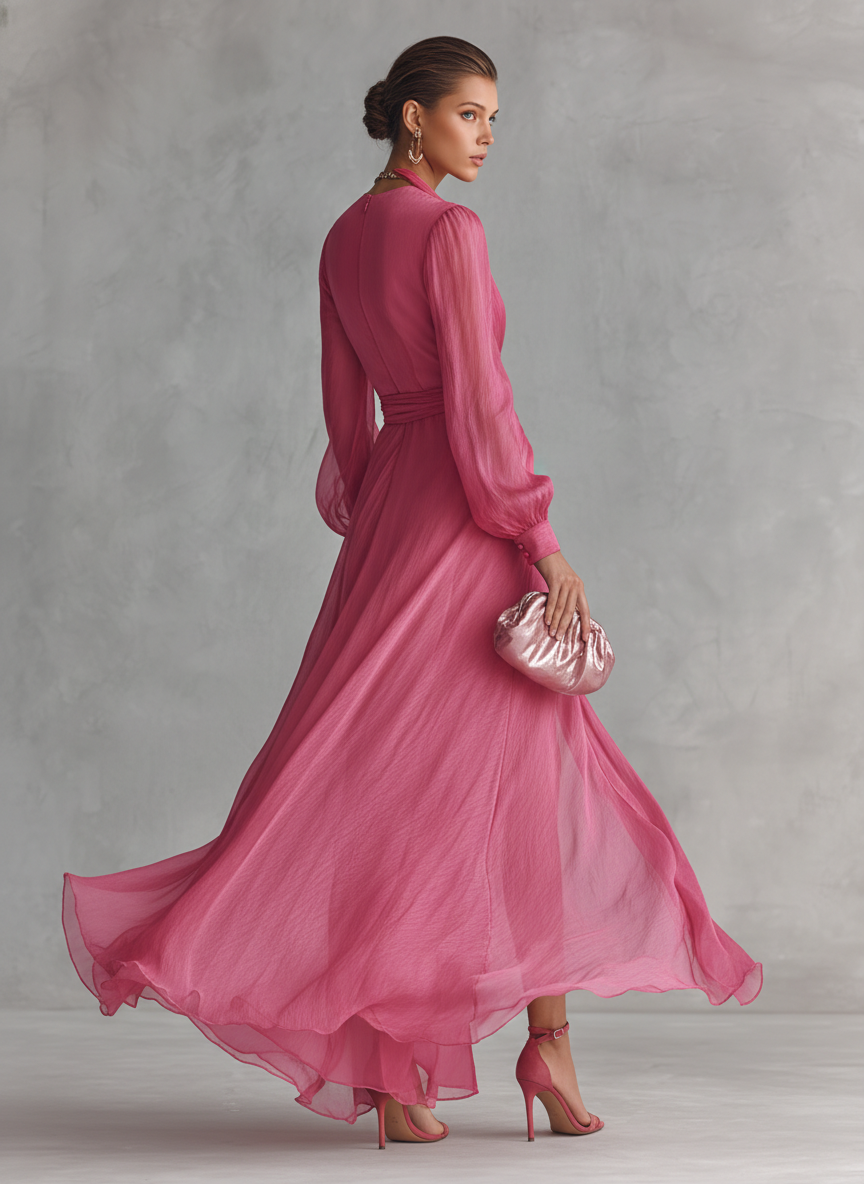 Pearl V-Neck Maxi Dress