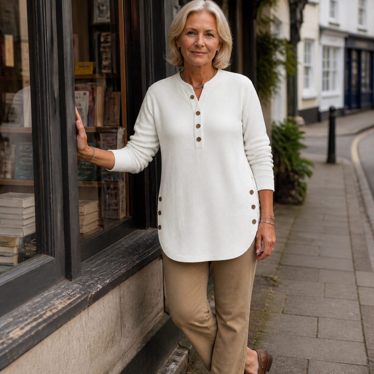 Neva Button Henley Tunic