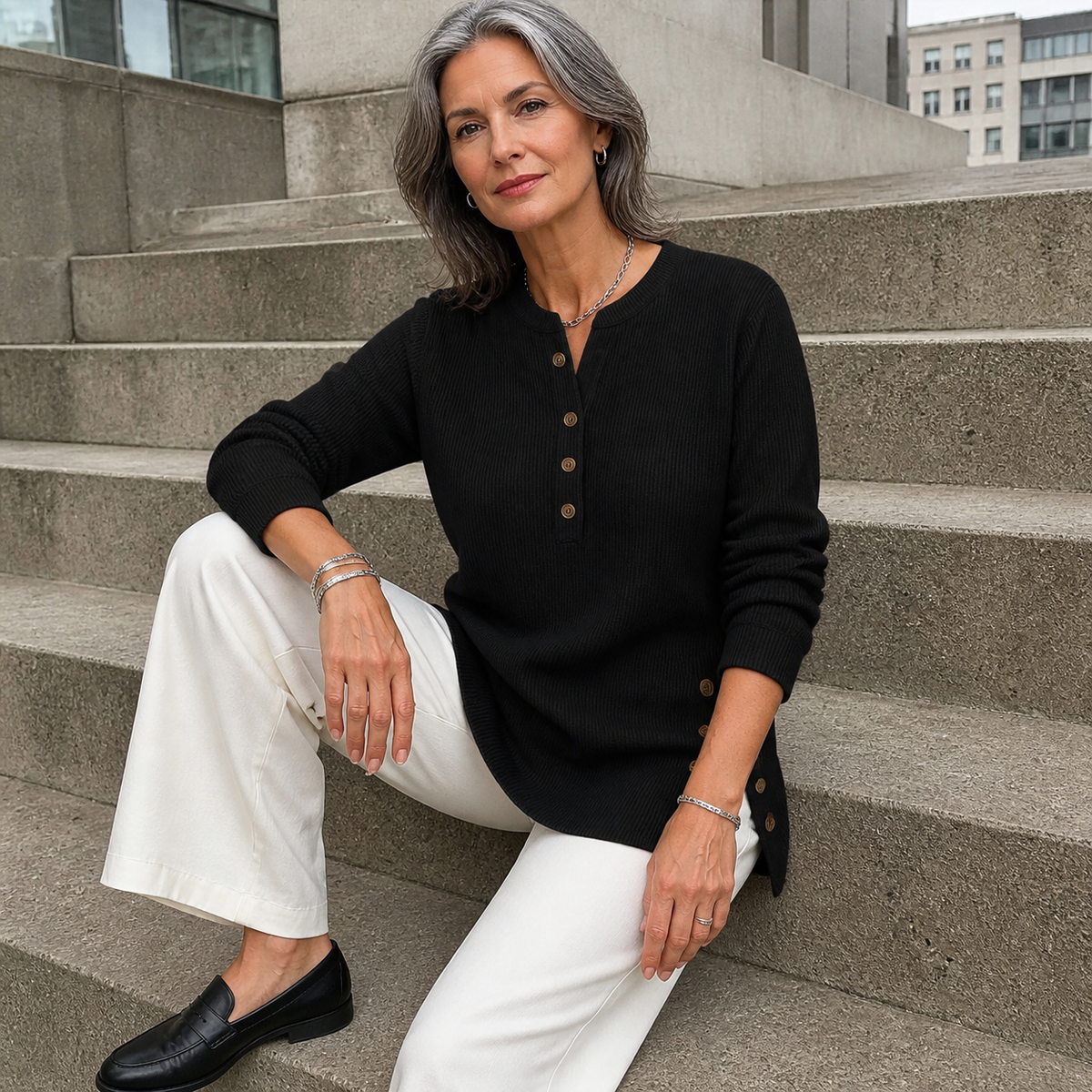 Neva Button Henley Tunic
