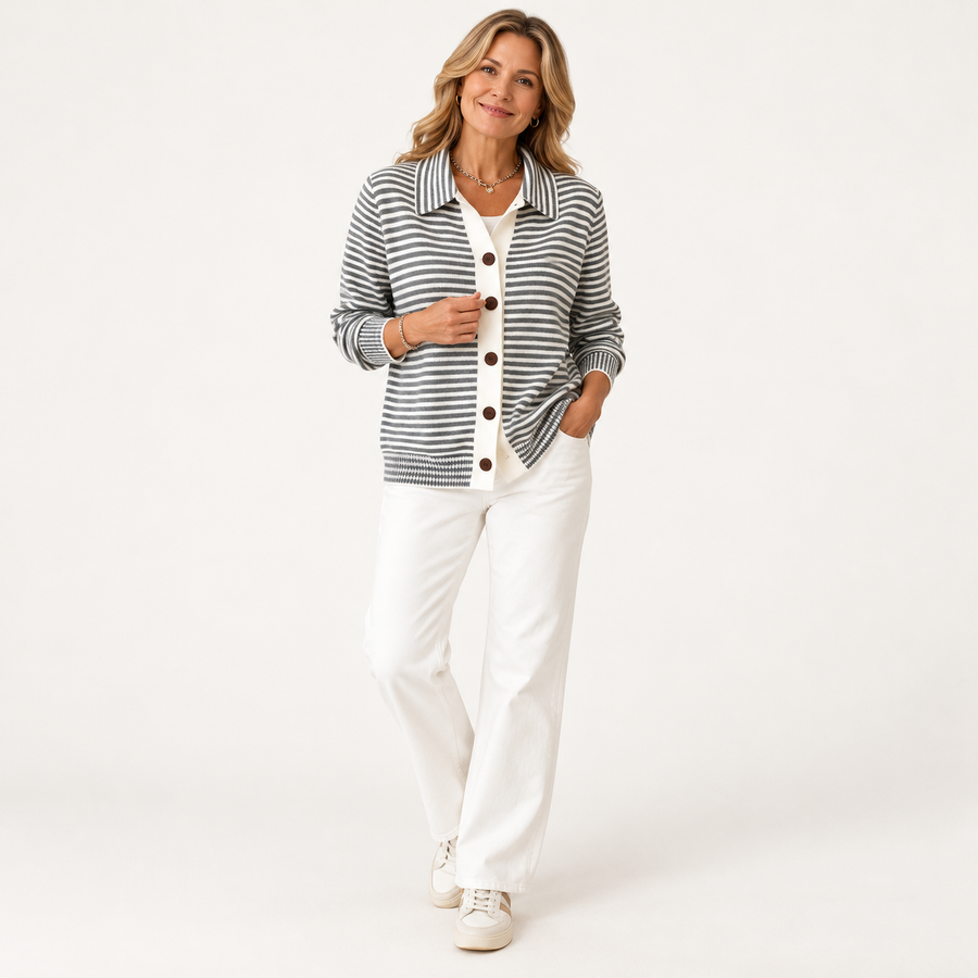 Nola Striped Button Cardigan