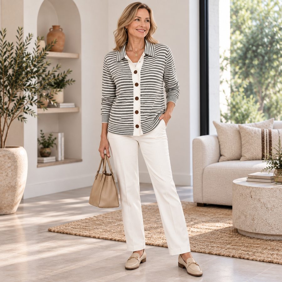 Nola Striped Button Cardigan