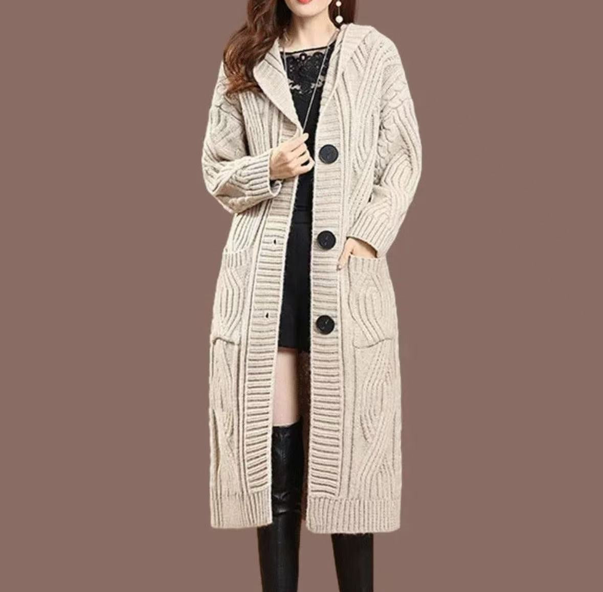 Over-The-Knee Loose Knitwear Jacket