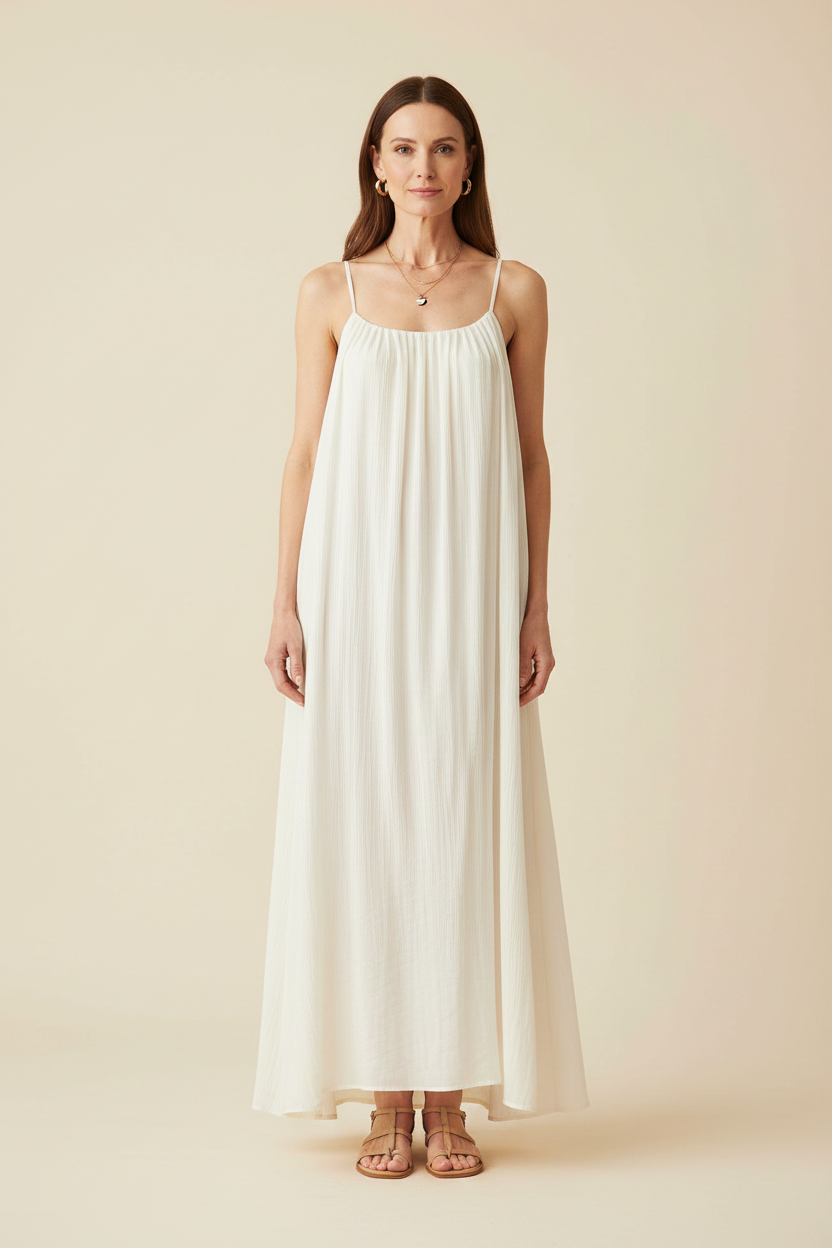 Spaghetti Strap Pleated Maxi Dress
