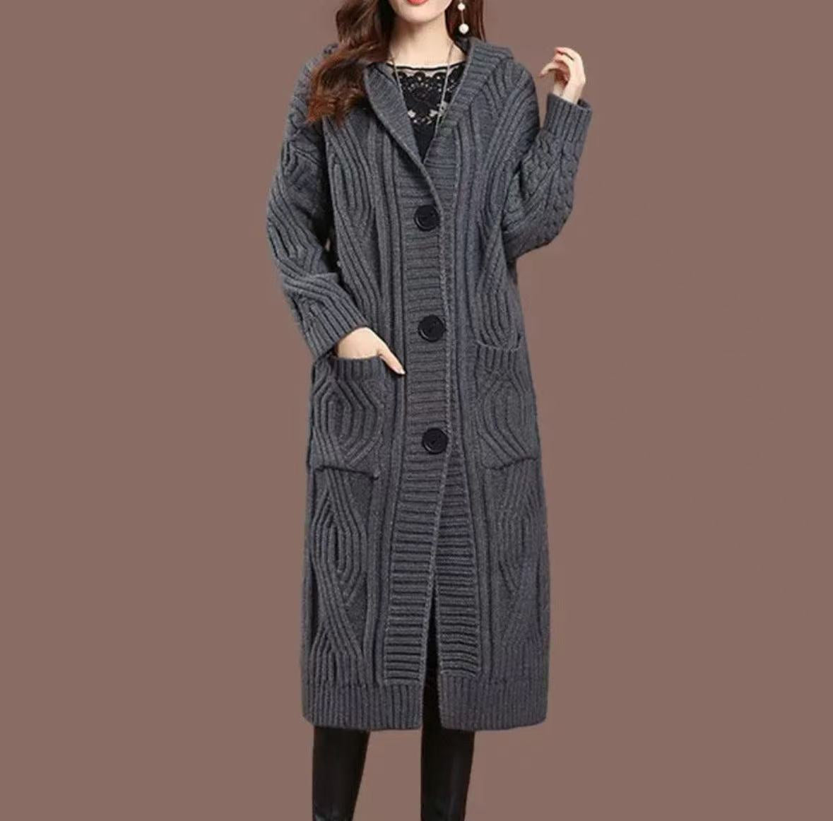Over-The-Knee Loose Knitwear Jacket