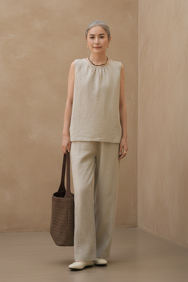 Natural Fiber Top and Pants Set