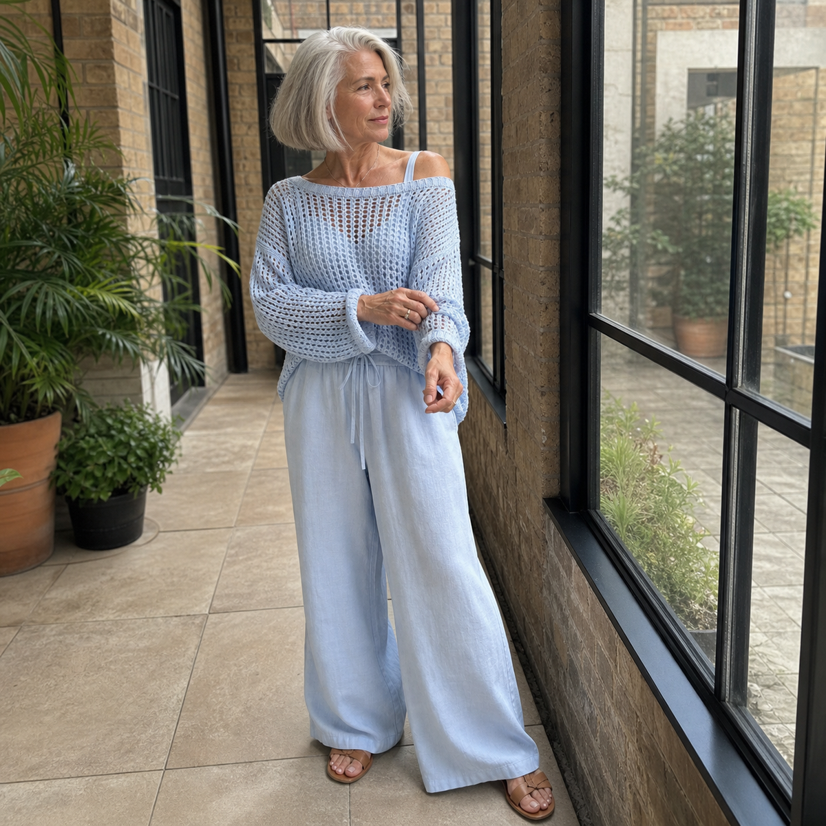 Off-shoulder Two Piece Pants Set