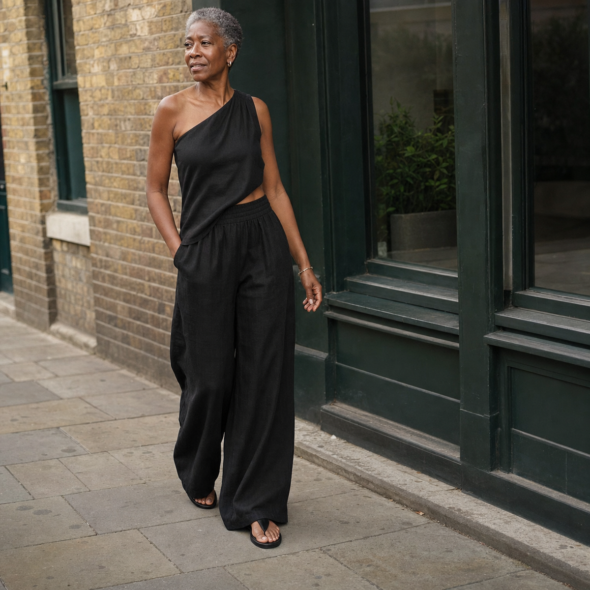 One-shoulder Top And Pants Set