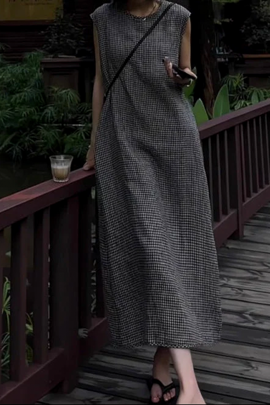Retro Checkered Sleeveless Dress