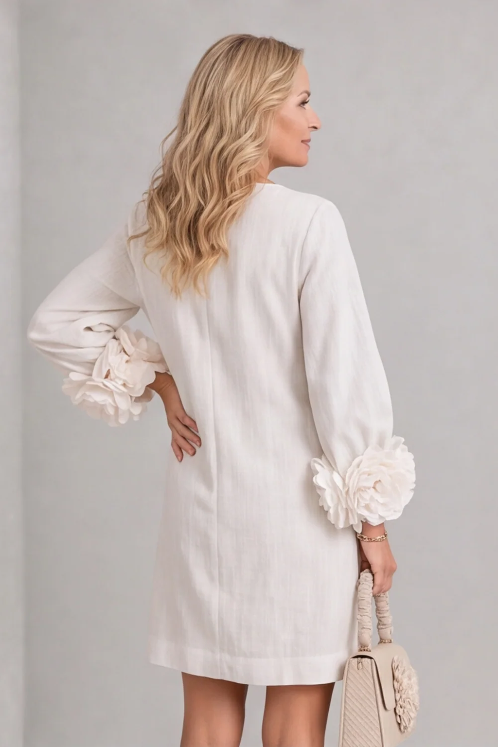 Rosalia Floral-Cuff Button Mini Dress