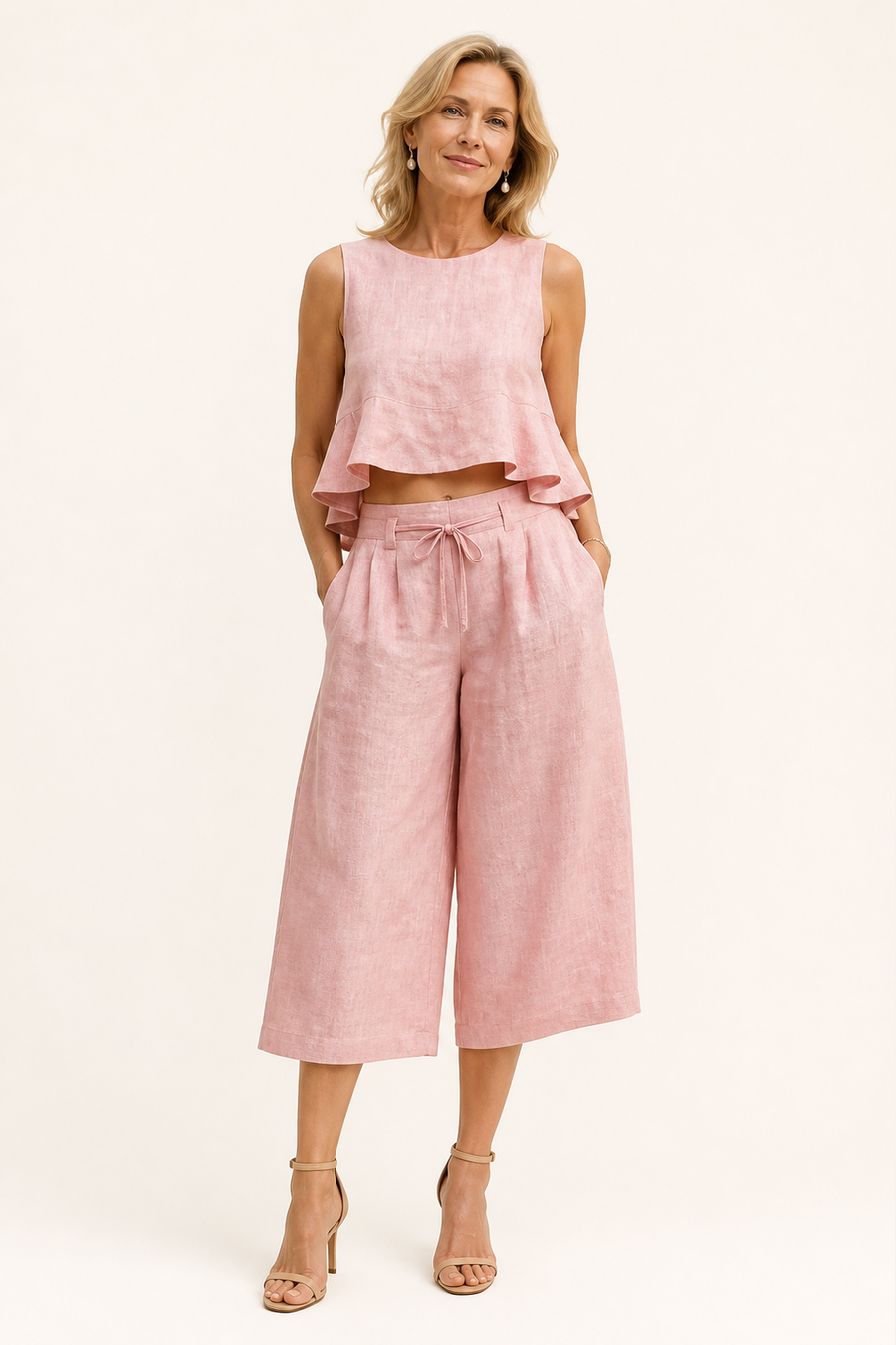 Ruffled Capri Pants Set