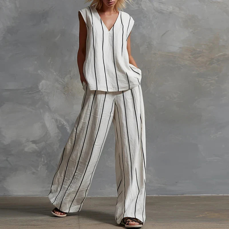 Amelia Striped Pants Set