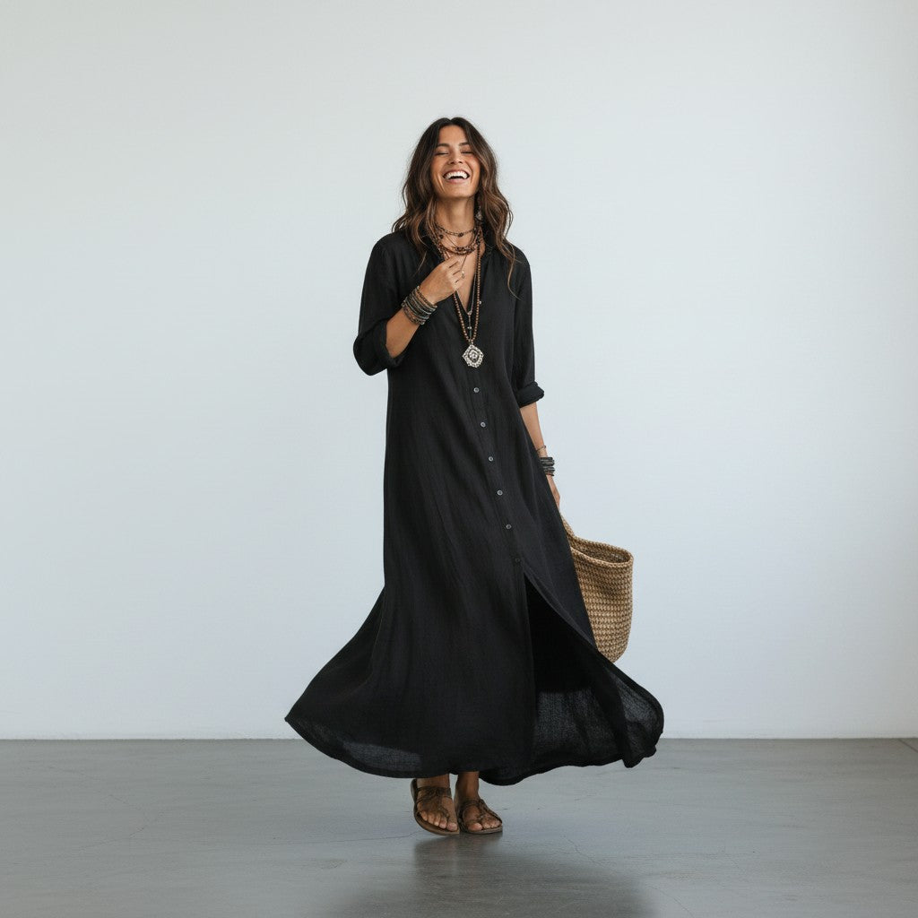 Shirt-Style Maxi Dress