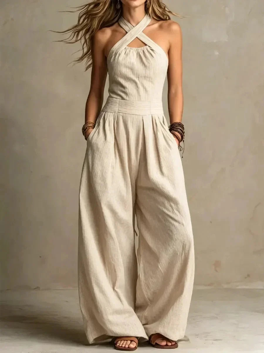 Sabrina Halter Wide Leg Jumpsuit
