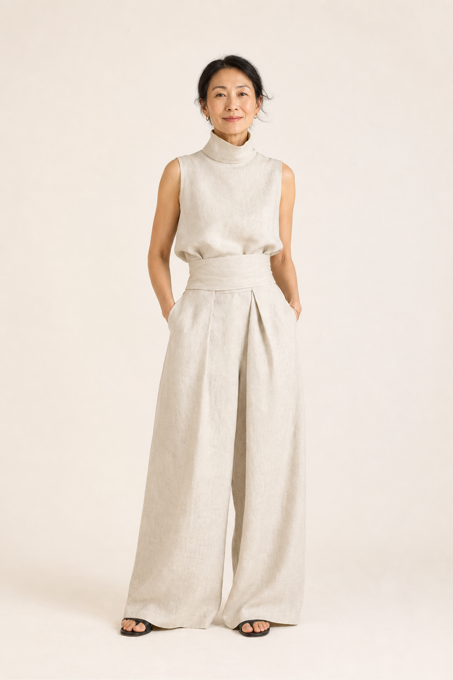 Sleeveless Wide-Leg Trousers Set