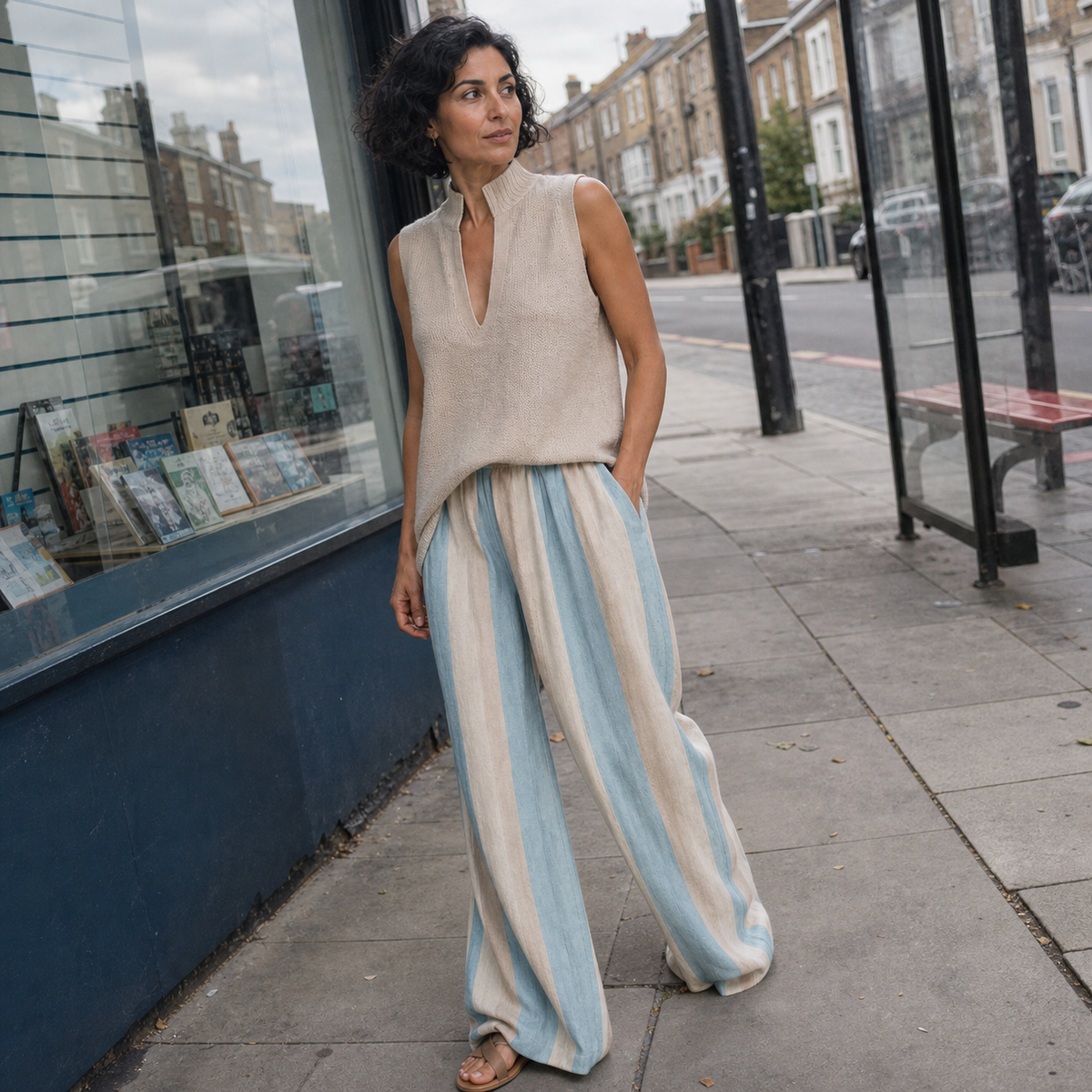 Loose Striped Pants Set