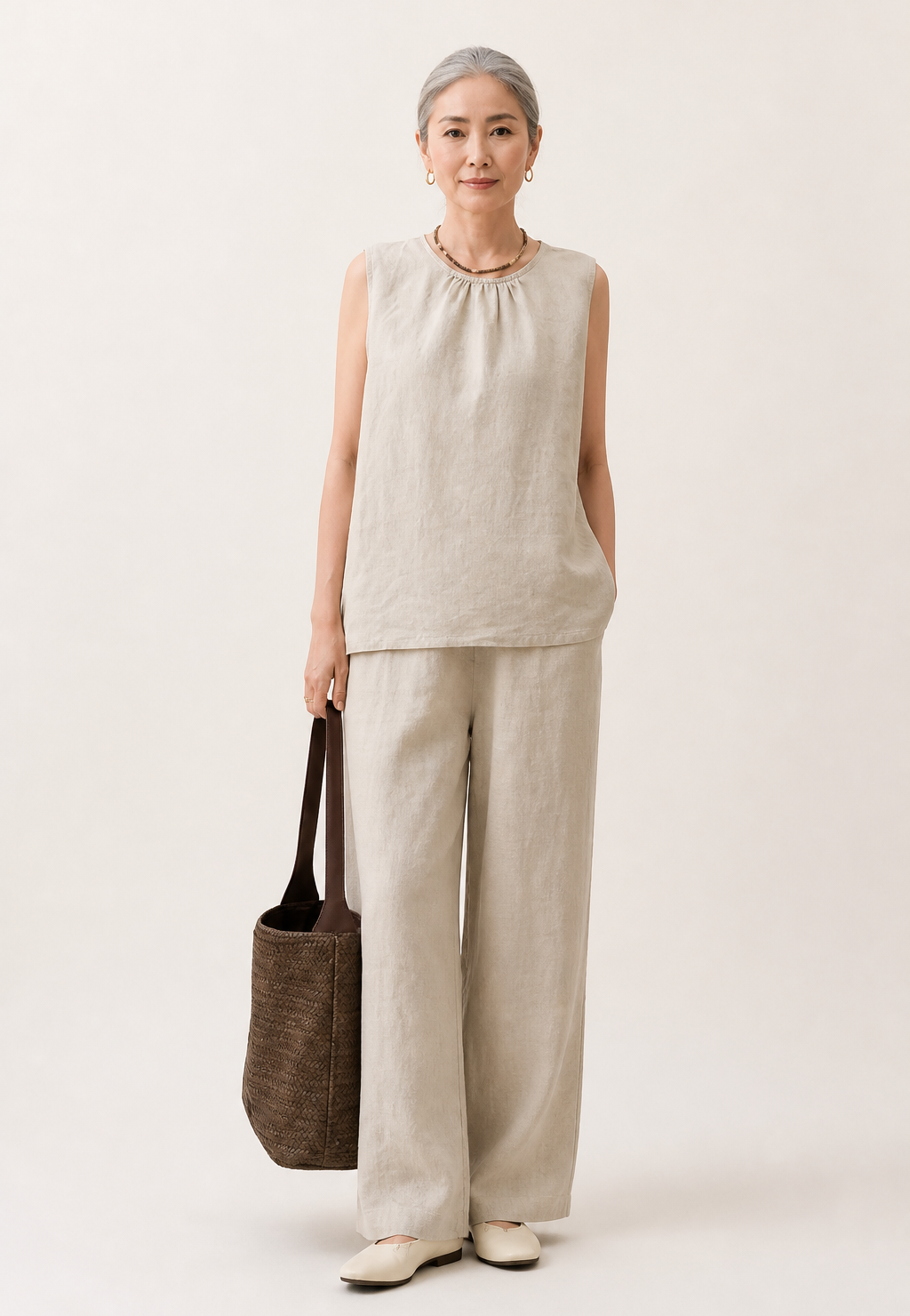 Natural Fiber Top and Pants Set