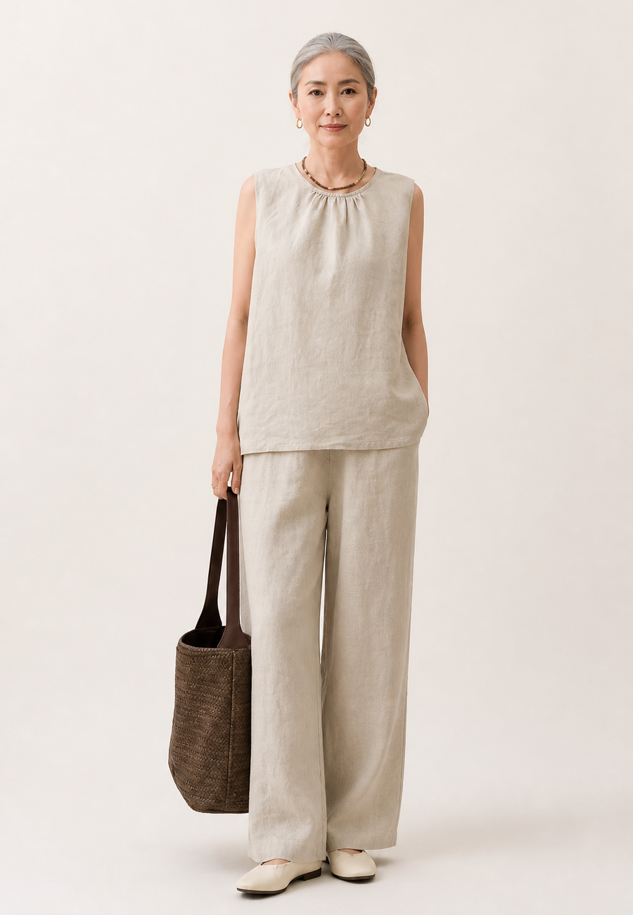 Natural Fiber Top and Pants Set