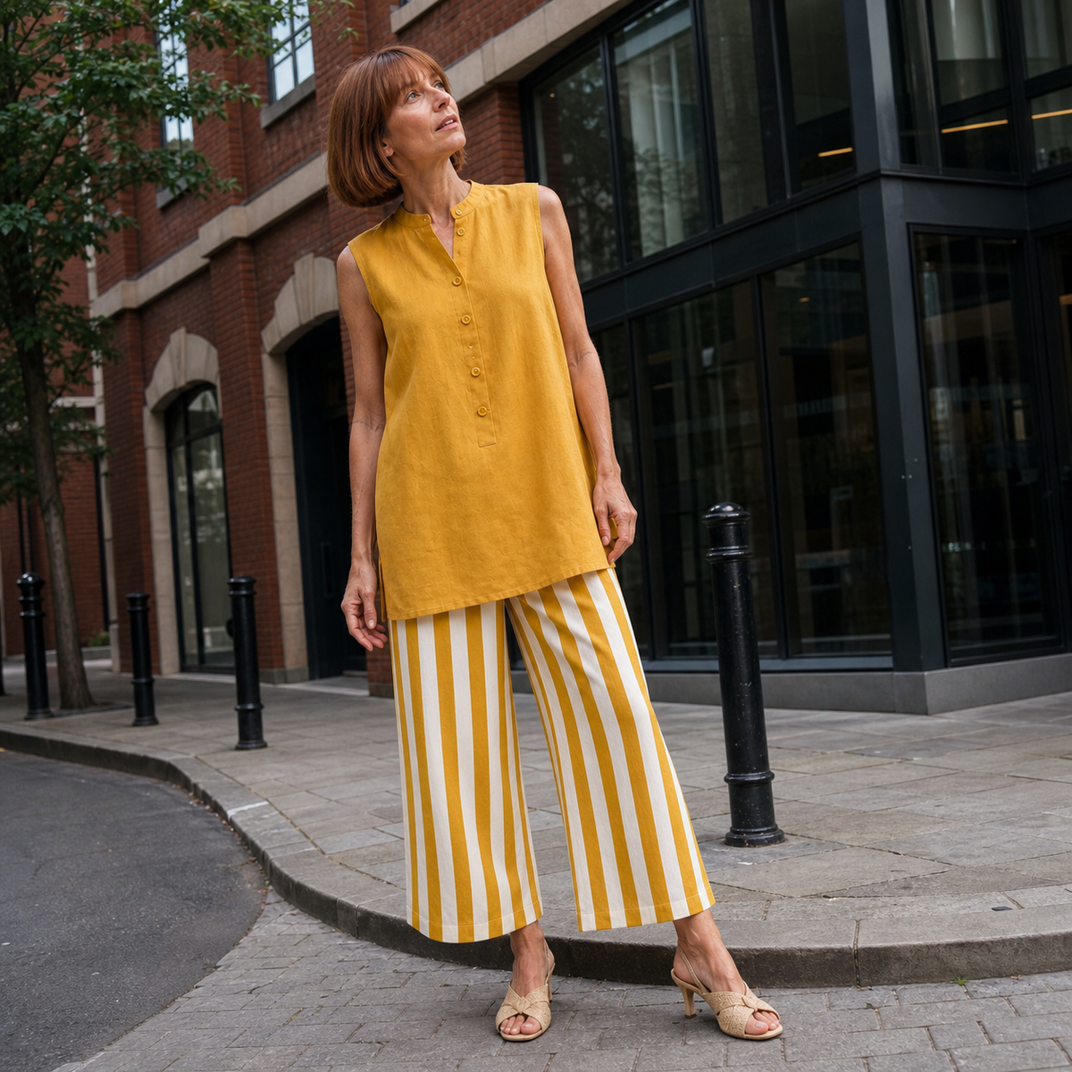 Striped Wide Leg Pants Set