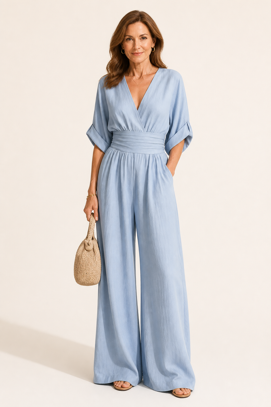 Wide Leg V-Neck Jumpsuit