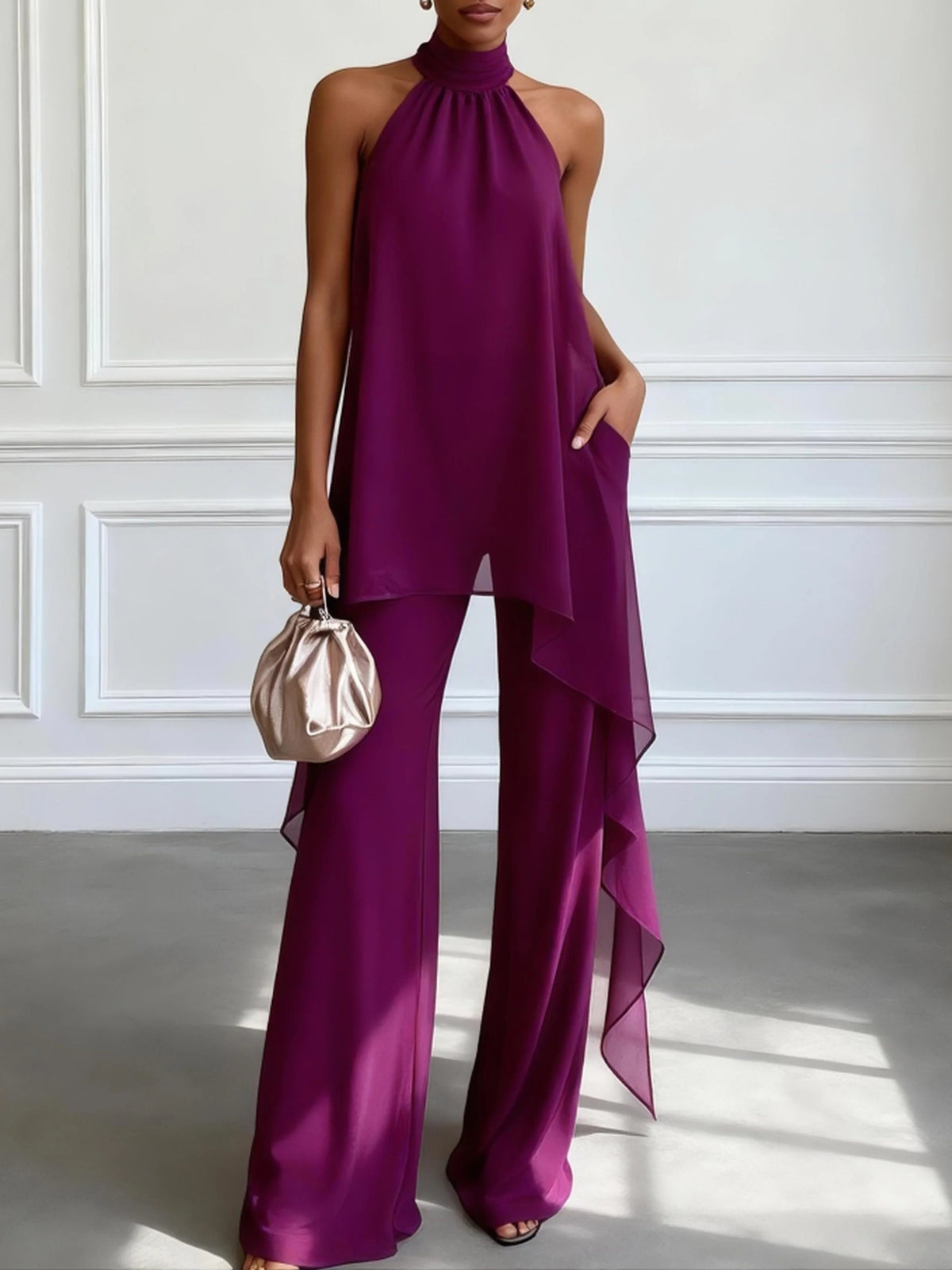 Elegant Halter Pants Set