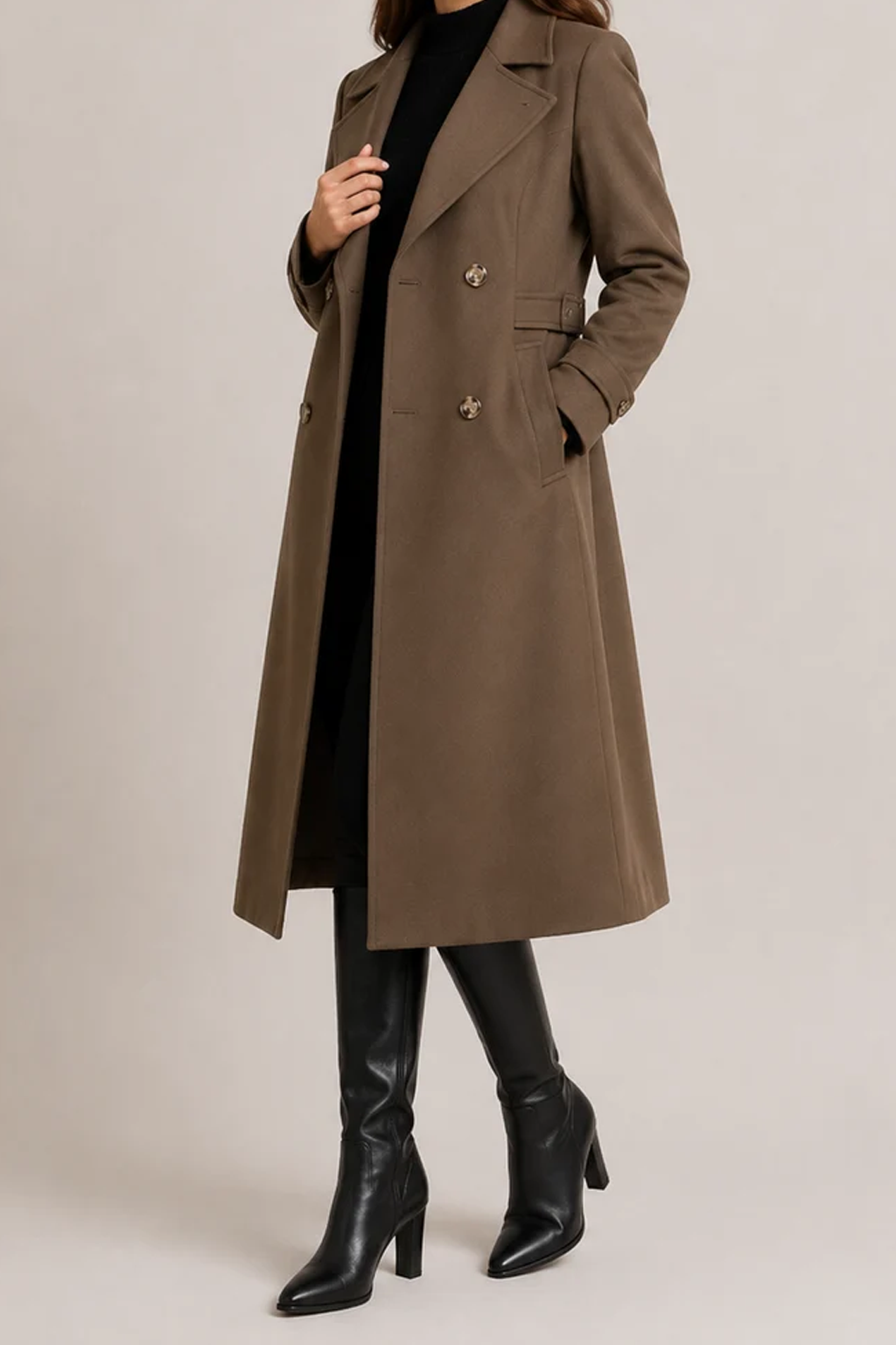 Women's Double Breasted Notch Lapel Trench Coat