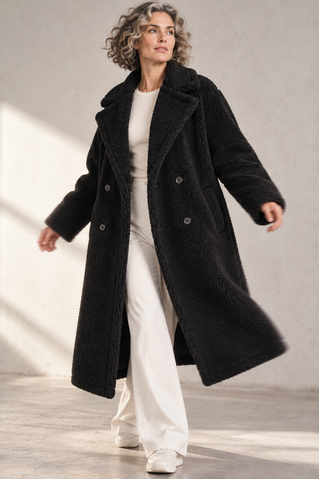 Women's Long Teddy Fleece Coat