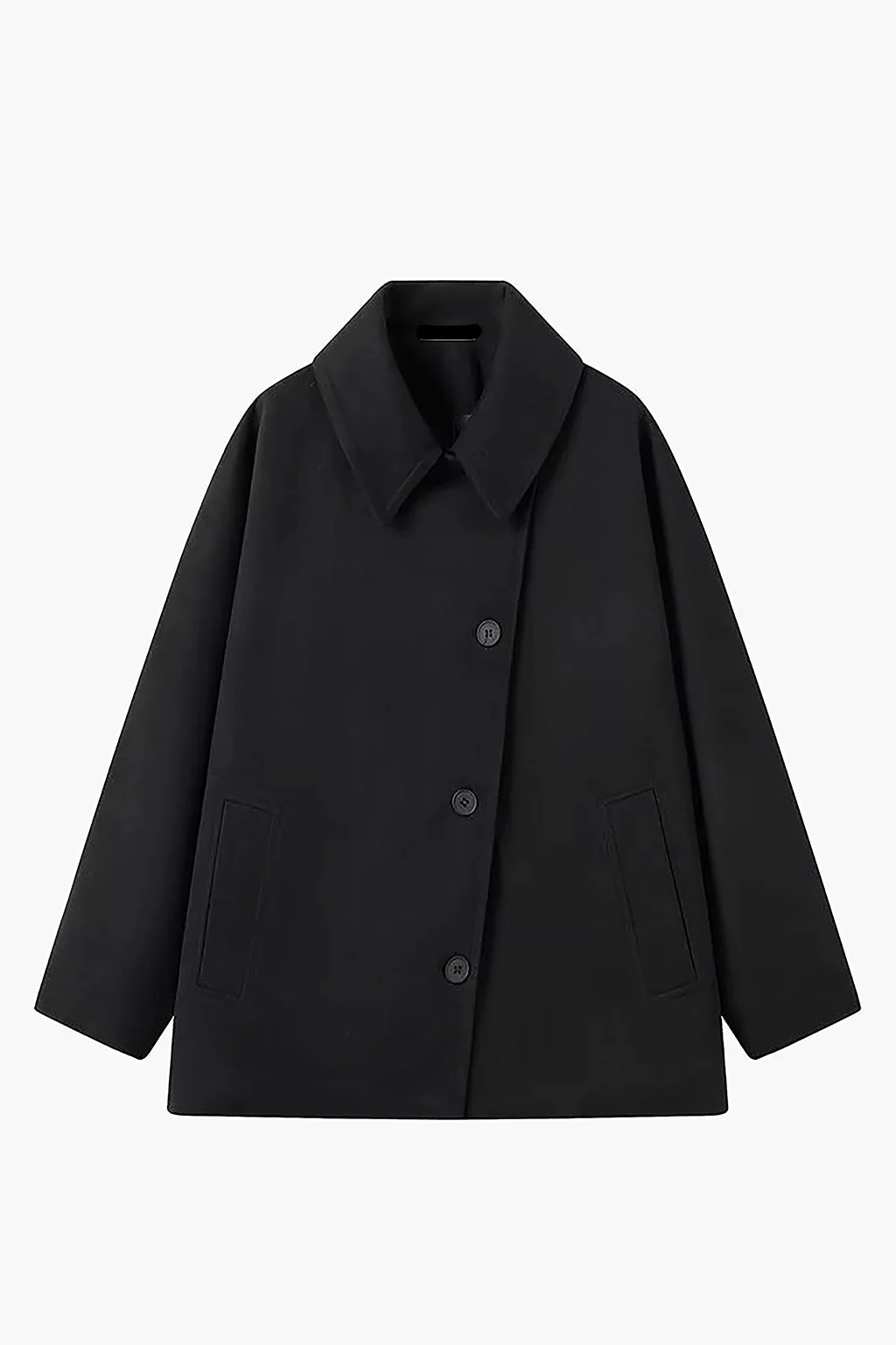 Women's Oversized Coat with Lapel Collar and Button Front