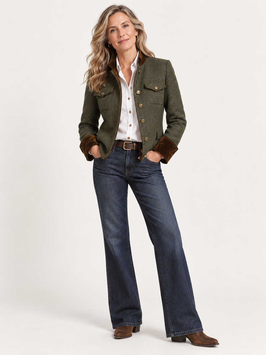 Women’s Military Jacket with Stand Collar