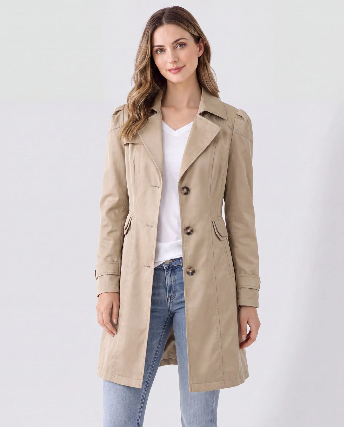 Women's Lightweight Trench Coat with Button Front