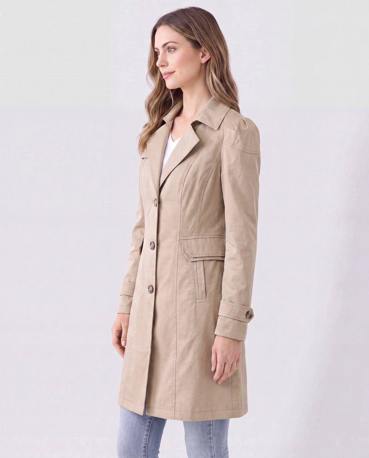 Women's Lightweight Trench Coat with Button Front