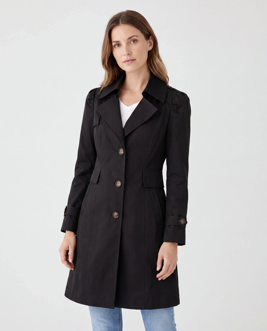Women's Lightweight Trench Coat with Button Front
