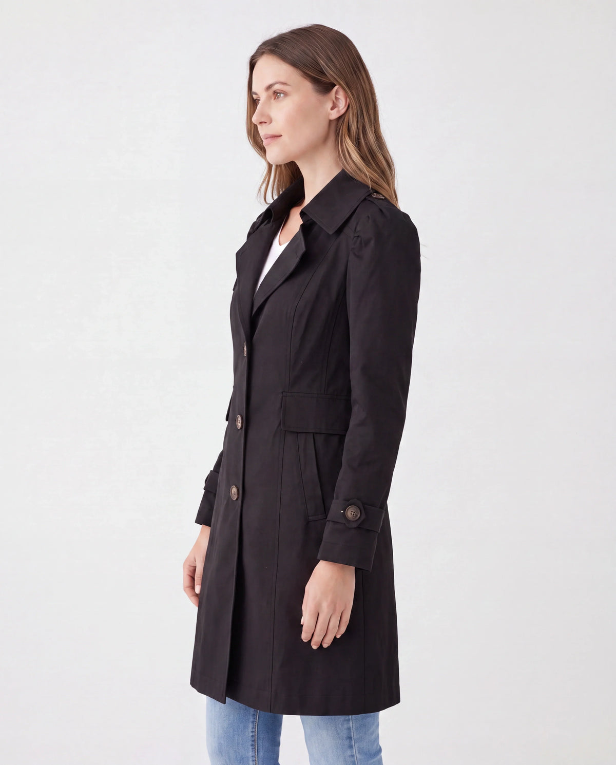 Women's Lightweight Trench Coat with Button Front